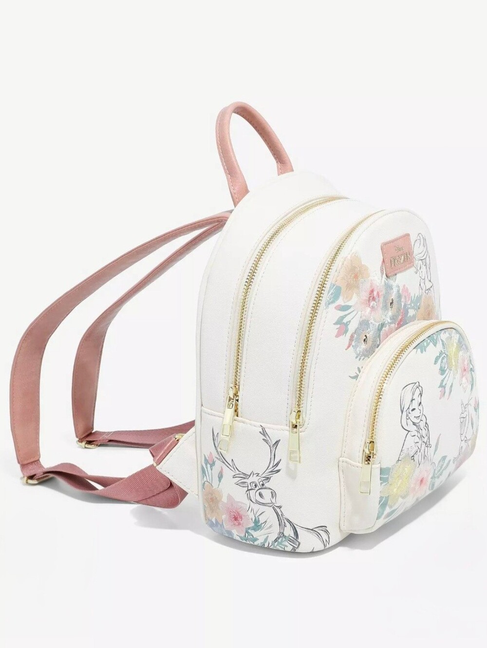 Disney Frozen Floral Embroidered Sketch Portraits Mini Backpack and Wallet - Picture 3 of 16